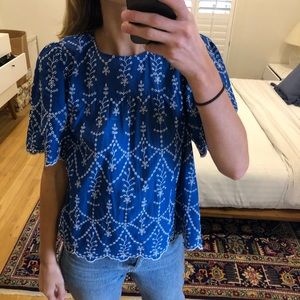 Zara electric blue crochet top